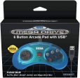 Retro-Bit - Wired Official 6-button Controller for SEGA Mega Drive Mini Blue For Sale