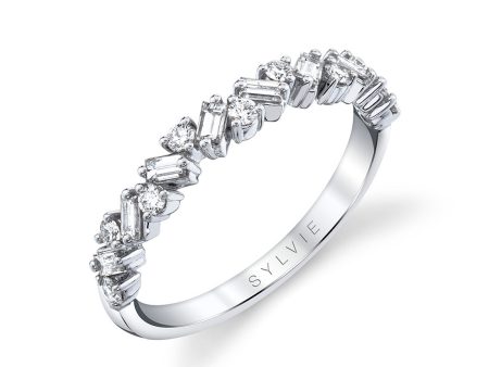 Sylvie Round & Baguette Diamond Wedding Band B129 Discount