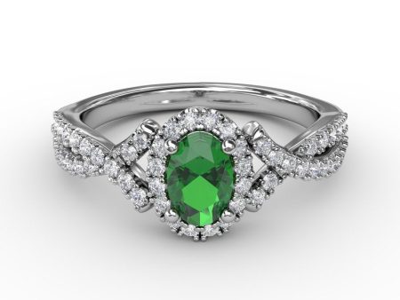 FANA Emerald and Diamond Twist Ring R1662E For Cheap