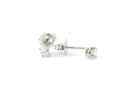 14K White Gold Oval Diamond Stud Earrings For Sale