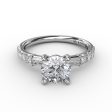 Fana Contemporary Diamond Solitaire Engagement Ring With Baguettes 3327 Sale