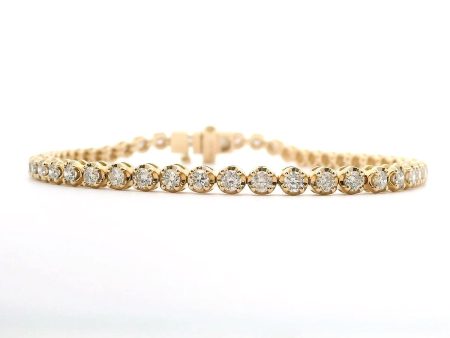 14K Yellow Gold Natural Diamond Tennis Bracelet Supply