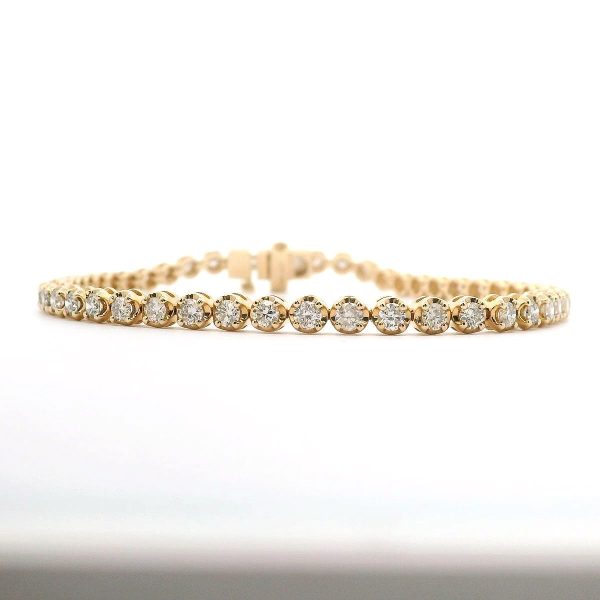 14K Yellow Gold Natural Diamond Tennis Bracelet Supply