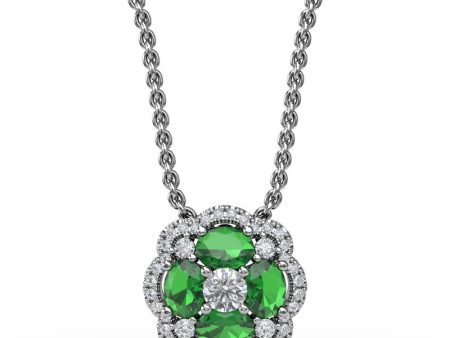 FANA Emerald and Diamond Cluster Pendant P1574E Hot on Sale