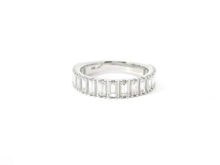 14K White Gold and Baguette Diamond Band Discount