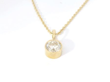 14K Yellow Gold Bezel-Set Natural Diamond Pendant For Discount