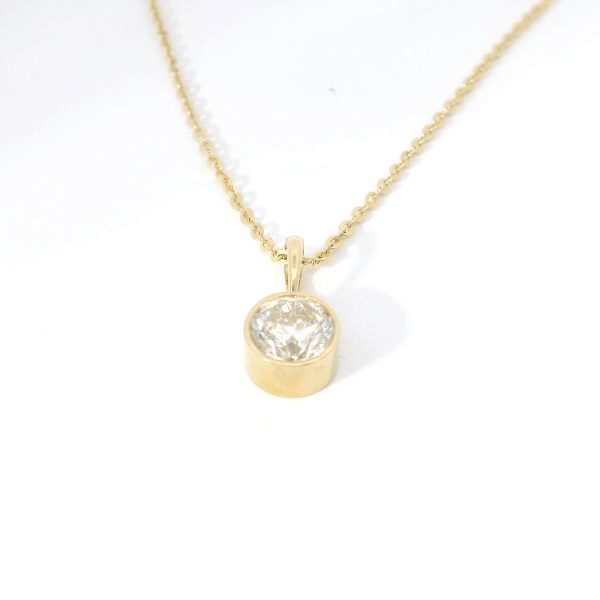 14K Yellow Gold Bezel-Set Natural Diamond Pendant For Discount