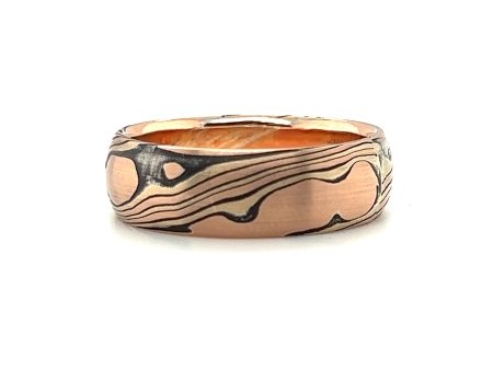 Custom Mokume Gane Palladium, 14k White Gold & Silver Band Online Hot Sale