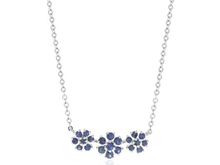 Luvente 14k White Gold Sapphire Flower Necklace N02652-SA For Sale