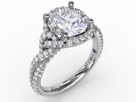 Fana Contemporary Round Diamond Halo Engagement Ring With Twisted Shank S3266 Hot on Sale