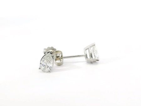 14K White Gold Pear Shape Diamond Stud Earrings Cheap