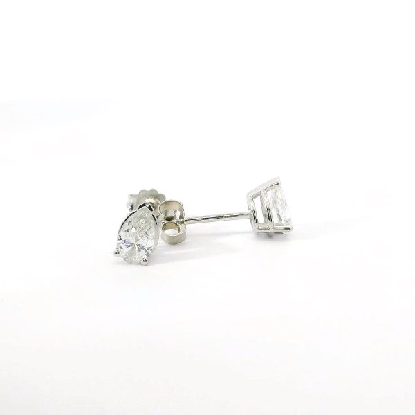 14K White Gold Pear Shape Diamond Stud Earrings Cheap