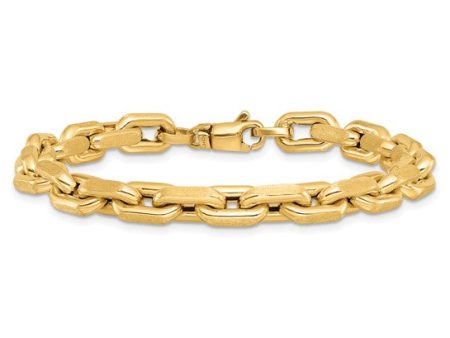 14k Polished and Textured Fancy Link 7.5 Inch Bracelet Sale