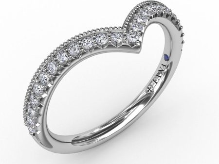 Fana French Pave Chevron Diamond Band with Milgrain Edging 7313 For Sale