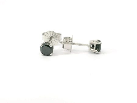 14K White Gold Black Diamond Stud Earrings Online Sale