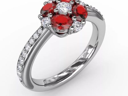 FANA Floral Ruby and Diamond Ring R1536R Cheap