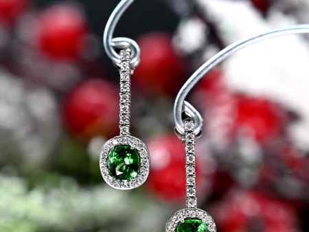 2.40ctw Tsavorite Garnet & Diamond Earrings Online now