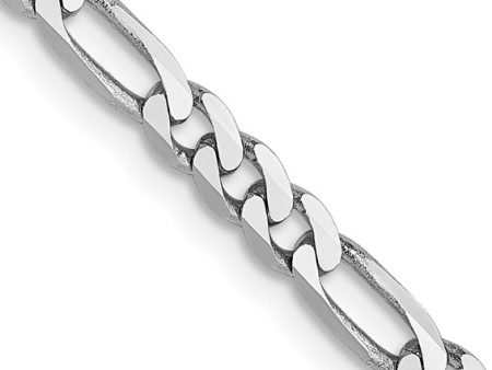 14K White Gold 3mm 20 Inch Flat Figaro Chain For Discount