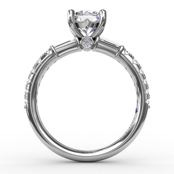 Fana Contemporary Diamond Solitaire Engagement Ring With Baguettes 3327 Sale