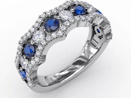 FANA Endless Romance Sapphire and Diamond Wave Ring R1568S For Cheap