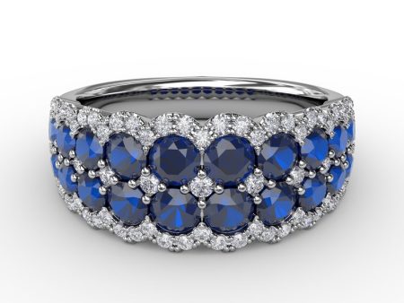 Sapphire and Diamond Double Row Ring R1636S Online now