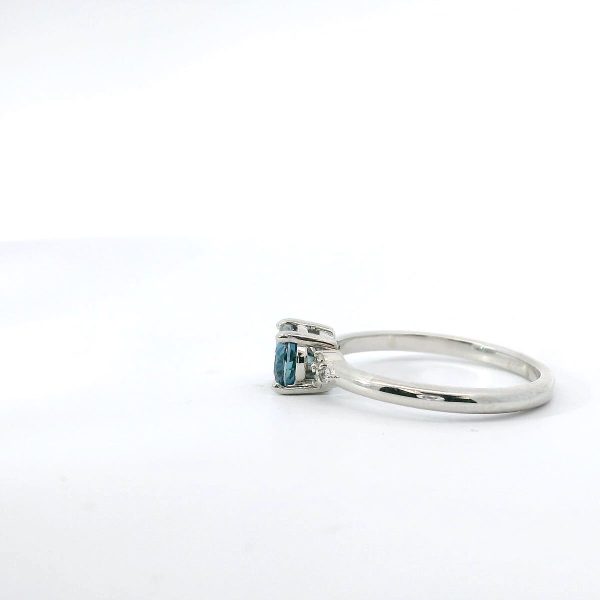 14K White Gold London Blue Topaz and Diamond Ring Discount