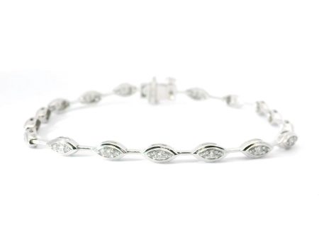 14K White Gold Natural Diamond Bracelet For Cheap