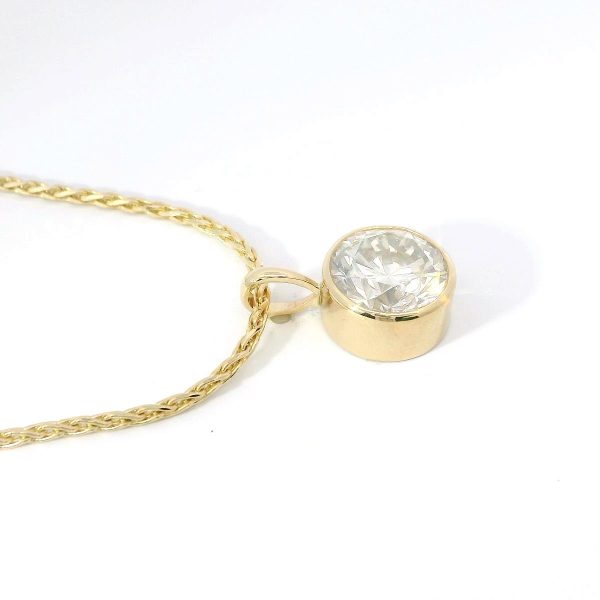 14K Yellow Gold Bezel-Set Natural Diamond Pendant Fashion