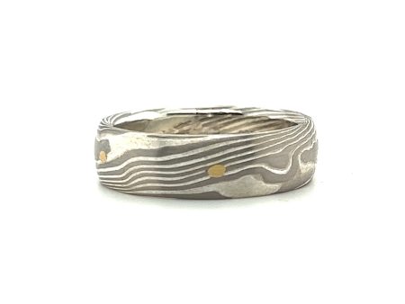 Custom Mokume Gane Palladium, 18K & Silver Band Hot on Sale