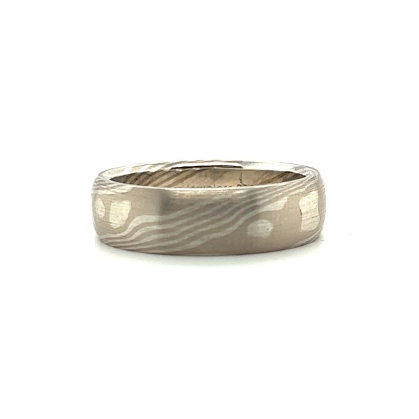 Custom Mokume Gane Palladium, 14k White Gold & Silver Band Hot on Sale