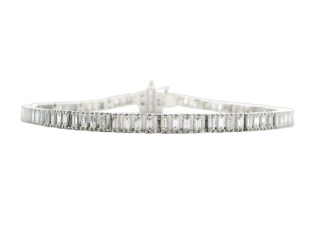 10K White Gold Diamond Tennis Bracelet Hot on Sale