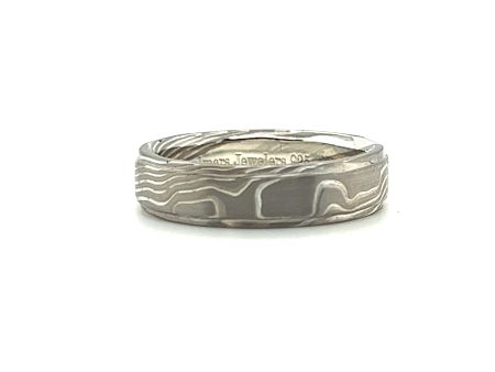 Custom Mokume Gane Palladium, 18K & Silver Band Online Sale