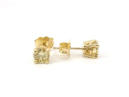 14K Natural Yellow Diamond Stud Earrings Online Sale