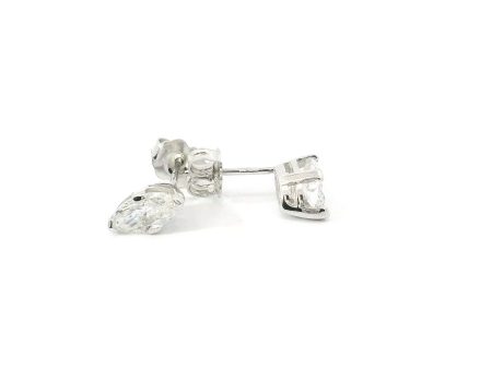 14K White Gold Marquise Diamond Stud Earrings Cheap