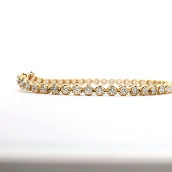 14K Yellow Gold Natural Diamond Tennis Bracelet Supply