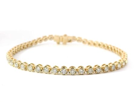 14K Yellow Gold Diamond Tennis Bracelet Hot on Sale