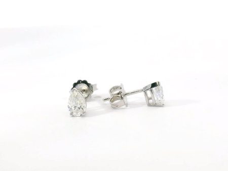 14K White Gold Pear Shape Diamond Stud Earrings Sale