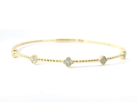 14K Yellow Gold and Diamond Flexible Bangle Bracelet Supply