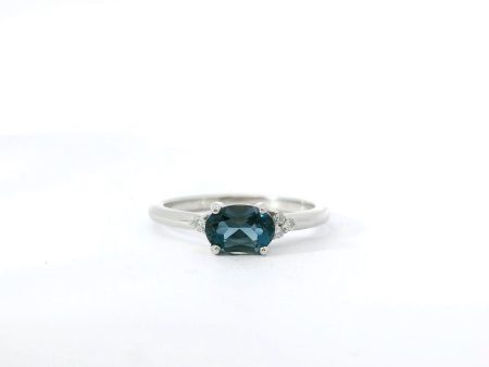 14K White Gold London Blue Topaz and Diamond Ring Discount