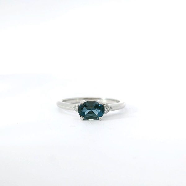 14K White Gold London Blue Topaz and Diamond Ring Discount