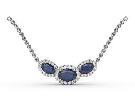 FANA Sapphire and Diamond Three-Stone Oval Pendant P1644S Discount