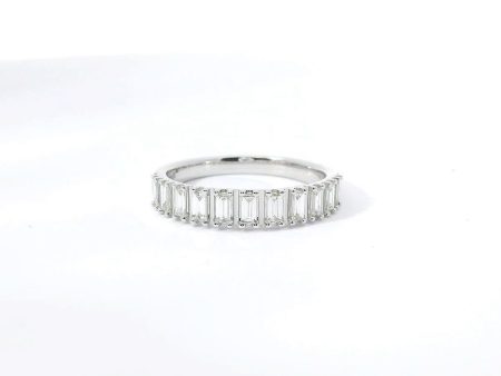 14K White Gold and Baguette Diamond Band Online Hot Sale