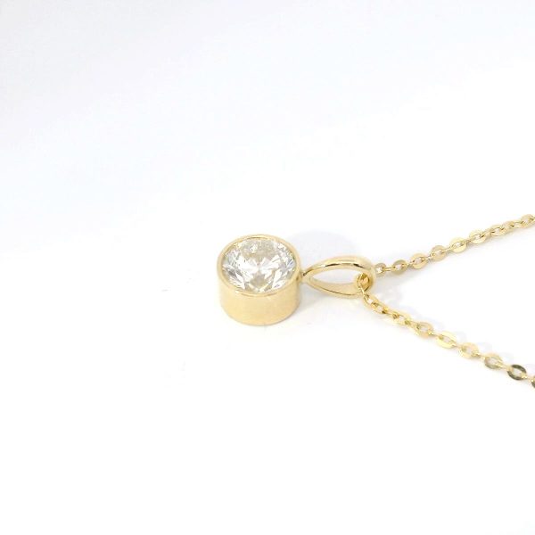 14K Yellow Gold Bezel-Set Natural Diamond Pendant For Discount