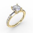 Fana Contemporary Diamond Solitaire Engagement Ring With Baguettes 3327 Sale