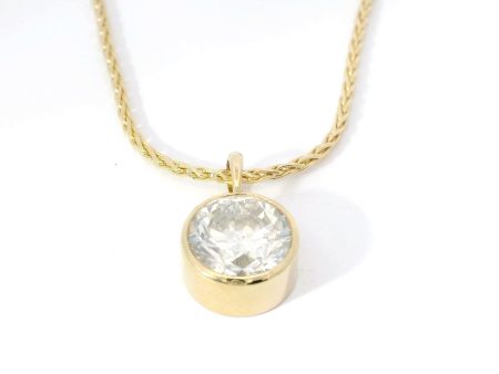 14K Yellow Gold Bezel-Set Natural Diamond Pendant Fashion