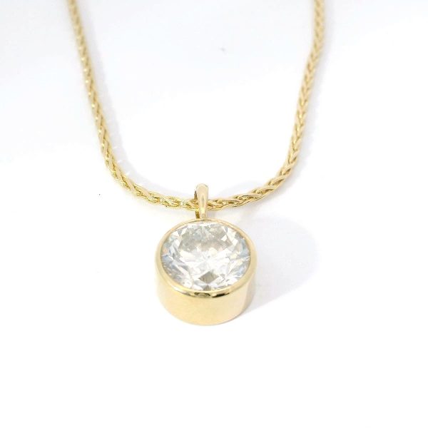 14K Yellow Gold Bezel-Set Natural Diamond Pendant Fashion