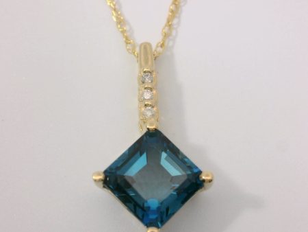 14K Yellow Gold London Blue Topaz Necklace Online Sale