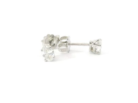 14K White Gold Oval Diamond Stud Earrings Online Sale