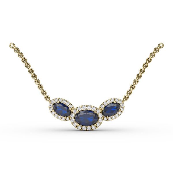 FANA Sapphire and Diamond Three-Stone Oval Pendant P1644S Discount