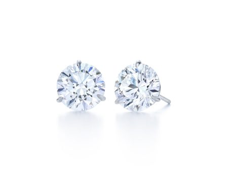 14k Round Diamond Stud Earrings in 3-Prong Martini Grade AA Fashion